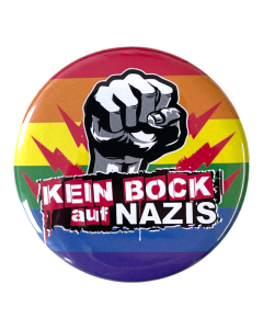KEIN BOCK AUF NAZIS 'Raised Fist Rainbow' Button Big