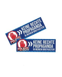 KEIN BOCK AUF NAZIS 'Keine Rechte Propaganda' Briefkastenaufkleber 2er Set blau