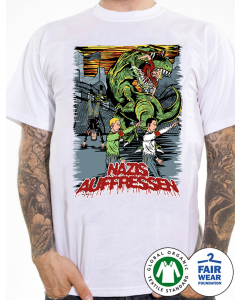  KEIN BOCK AUF NAZIS 'T-Rex' Unisex Shirt weiss