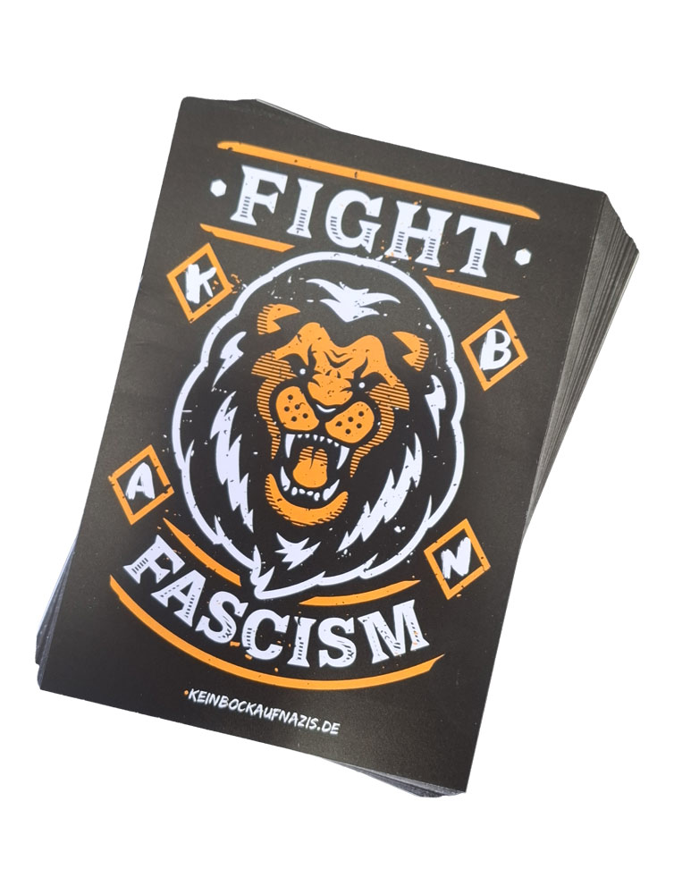 KEIN BOCK AUF NAZIS 'Lion - Fight Fascism' 50er Aufkleber Paket