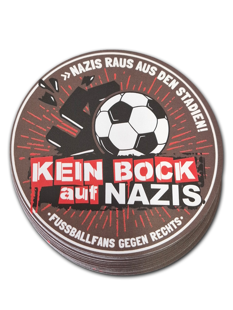 KEIN BOCK AUF NAZIS 'Nazis raus aus den Stadien' (braun) - 50er Aufkleber Paket