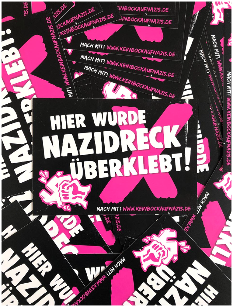 KEIN BOCK AUF NAZIS 'Nazis eine kleben' 50er Aufkleber Paket