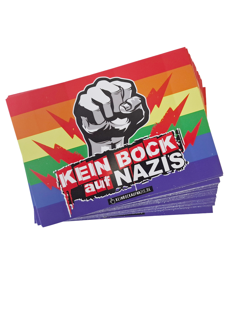 KEIN BOCK AUF NAZIS 'RAINBOW Raised Fist' 50er Aufkleber Paket