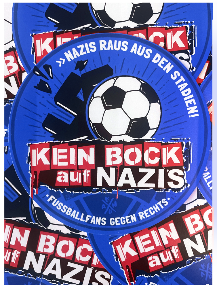 KEIN BOCK AUF NAZIS 'Nazis raus aus den Stadien' (blau) - 50er Aufkleber Paket