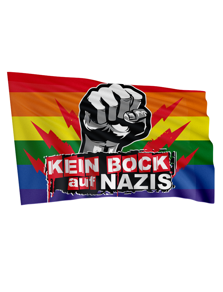 KEIN BOCK AUF NAZIS 'Raised Fist Rainbow' Fahne