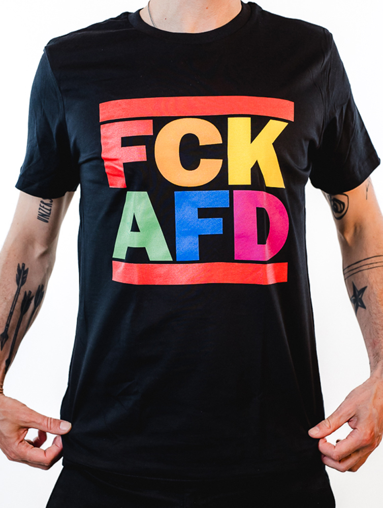 KEIN BOCK AUF NAZIS 'FCK AFD Rainbow' Unisex Shirt schwarz