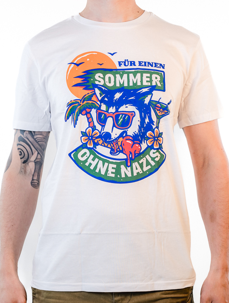 KEIN BOCK AUF NAZIS 'Sommer ohne Nazis' Unisex Shirt weiss