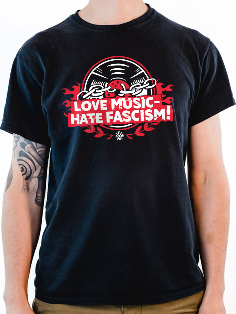 KEIN BOCK AUF NAZIS - 'Love Music Hate Fascism' - schwarz T-Shirt