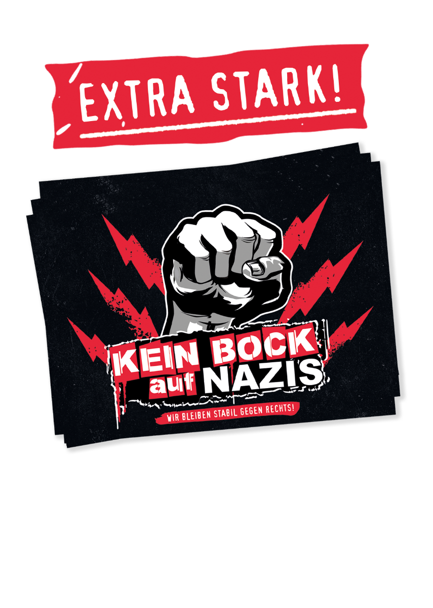 KEIN BOCK AUF NAZIS 'Raised Fist' 15er EGGSHELL Aufkleber Set
