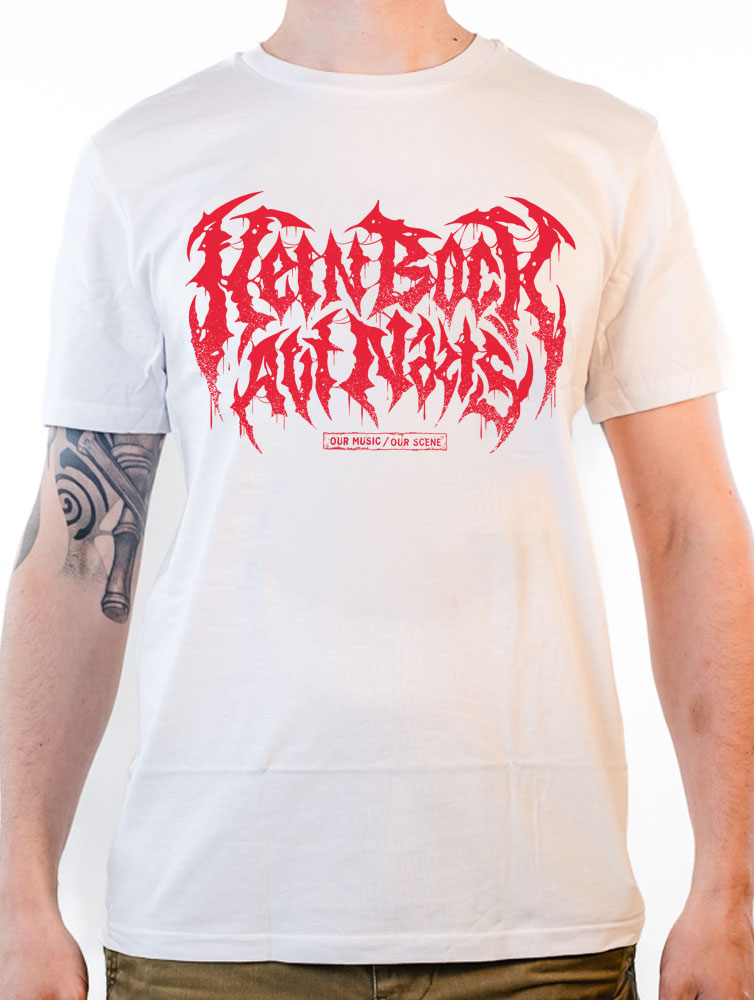 KEIN BOCK AUF NAZIS 'Our Music Our Scene' T-Shirt weiss/rot