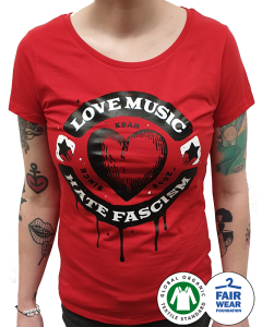 KEIN BOCK AUF NAZIS 'Loves Music' rot Tailliertes Shirt